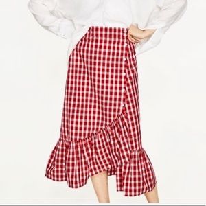 Zara Gingham Ruffle Skirt